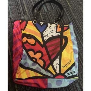 Romero Britto A NEW DAY Heart Tote Bag Satin Pop art colorful fun